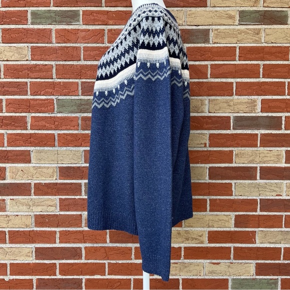 🍁 Original Weatherproof Vintage Since 1948 Indigo Blue Gray Fair Isle Sweater - Picture 5 of 8